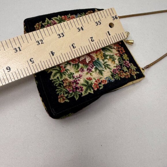Petit-Point Handbag‎ Needlepoint Tapestry Framed Kiss Lock Floral Vintage Retro - Picture 16 of 16